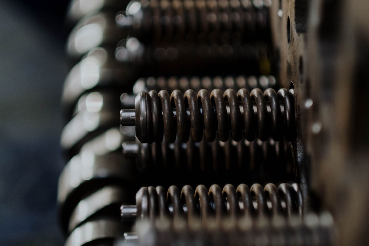 Machined cylinder head with valve openings visible
